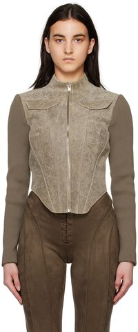 MISBHV Taupe Cracked Leather Jacket