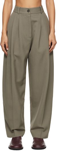 Studio Nicholson SSENSE Exclusive Khaki Double Pleat Front Trousers