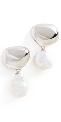 SHASHI Silver Pearl Drop Earrings Silver/Pearl One Size