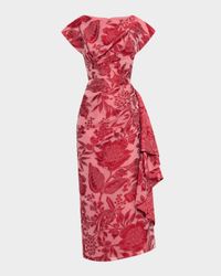 Florence Cap-Sleeve Fil Coupe Tea-Length Dress