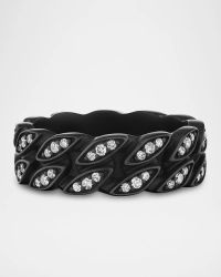 Curb Chain Band Ring in Black Titanium with Diamonds, 8mm