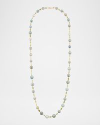 18K Yellow Gold Tahitian Pearl and Peridot Necklace, 32"L