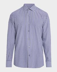 Men's Petite Plaid Cotton Button-Down Shirt