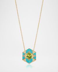 Evil Eye Pendant Necklace with Turquoise and Peridot