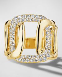 18K Yellow Gold 5 Link Pave Diamond Ring