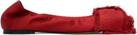 Lanvin Red Satin Bow Ballerina Flats