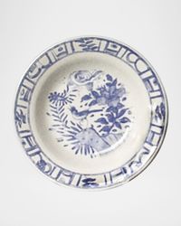 Oiseau Blue & White Rimmed Soup Plate