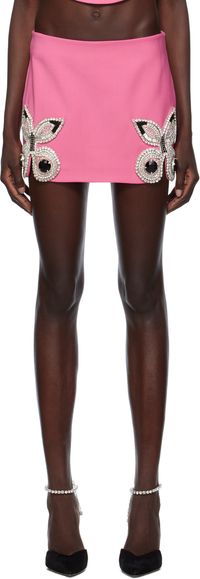 AREA Pink Embroidered Butterfly Miniskirt