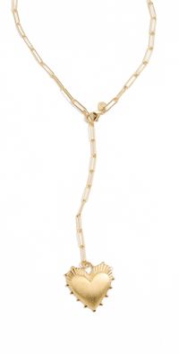 HART Long Link Lariat Necklace with Heart Gold One Size