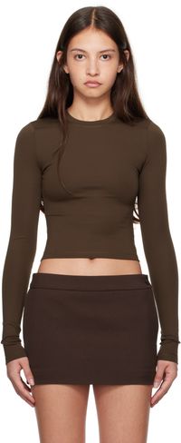 WARDROBE.NYC Brown Opaque Long Sleeve T-shirt