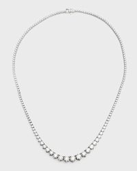 18K White Gold Graduated GH-VS1 Diamond Tennis Necklace, 17"L, 12.2tcw