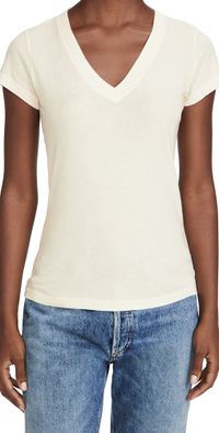 L'AGENCE Becca V Neck Tee Vintage White XL