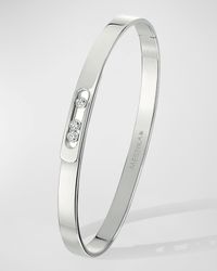 MOVE NOA 18K WHITE GOLD 3-DIAMOND BANGLE