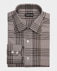 Men's Cotton Bicolor Check Point Collar Sport Shirt