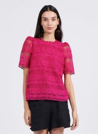 La Petite Etoile - Top col rond en guipure - Taille 3 - Rose