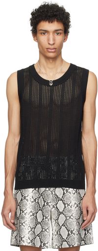 System Black Open Knit Tank Top