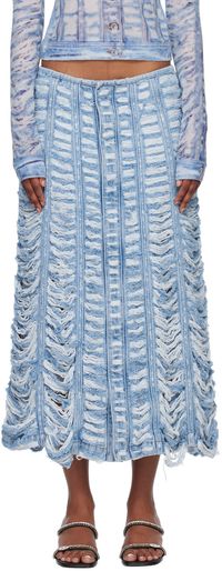 Diesel Blue De-Ghil-Fsc Denim Midi Skirt