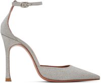 Amina Muaddi Silver Kim Pump Heels