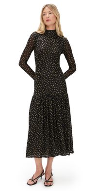 MISA Leylani Dress Golden Polka Dot Mesh XS