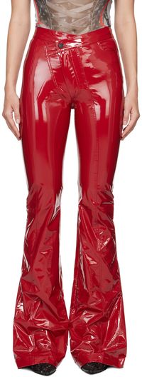 Ottolinger Red Simple Line Faux-Leather Pants