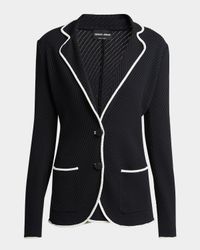 Silk Pointelle Knit Single-Breasted Jacket