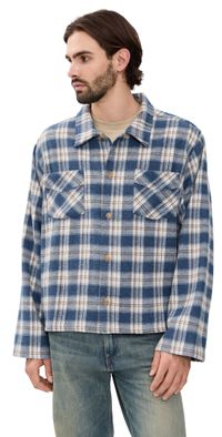 Stockholm Surfboard Club Club Plaid Flannel Overshirt Blue Check XL