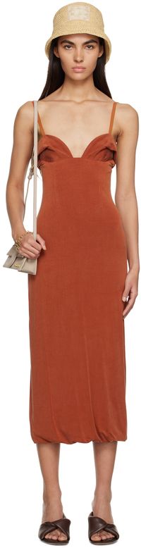 JACQUEMUS Orange Le Raphia 'La Robe Praia' Midi Dress