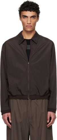 AMOMENTO Burgundy Sheer Zip-Up Shirt