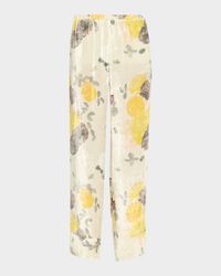 Louis Floral Velvet Straight-Leg Pajama Pants