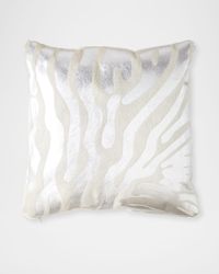 Metallic Hair Hide Zebra Pillow, 19"Sq.