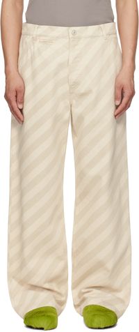Marni Beige Striped High Waist Jeans