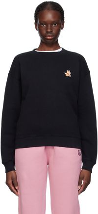 Maison Kitsuné Pull molletonné noir à logo de renard