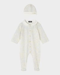 Kid's Barocco Jumpsuit and Beanie Set, Size 3M-9M