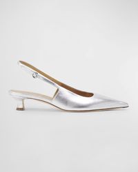 Catrina Leather Kitten-Heel Slingback Pumps