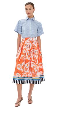 Stella Jean Striped Floral Midi Dress Multi 42