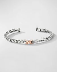 Cable Bracelet in Silver with 18K Gold, 4mm