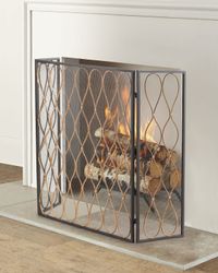 Iron Three-Panel Fire Screen