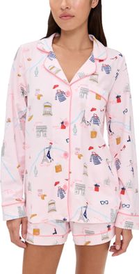 BedHead PJs Long Sleeve Cotton Knit Boxer PJ Set 48 Hrs In Paris M