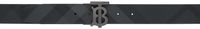 Burberry Gray & Black Leather TB Belt