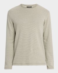 Men's Striped Double-Knit Pima Cotton Long-Sleeve T-Shirt