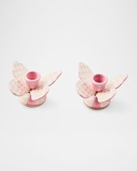 Rosy Check Butterfly Candle Holders, Set of 2