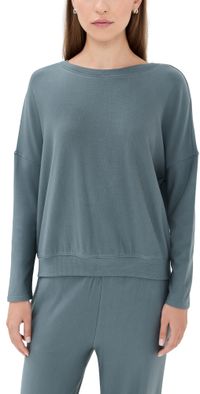 Eberjey Softest Sweats Pullover Stone Blue S