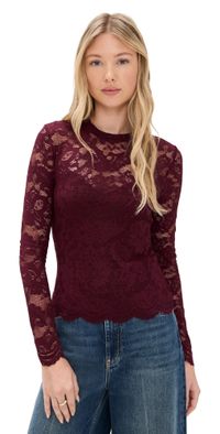 Generation Love Clayton Lace Top Cabernet XS