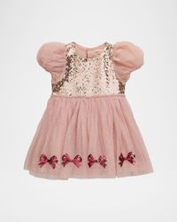 Girl's Mei Sequined-Bodice Tulle Dress, Size 18M-8