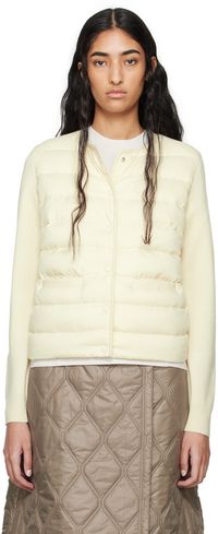 Moncler White Paneled Down Cardigan