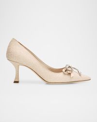 70mm Auria Glitter Leather Embellished Bow Pumps