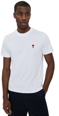 AMI ADC Classic Fit Red Logo Tee White L