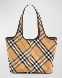 Small East-West Check Tote Bag