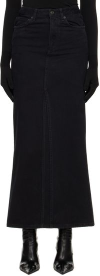 Balenciaga Black Vented Denim Maxi Skirt