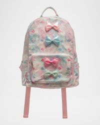 Kid's Embroidered Bow Pastel Tie-Dye Backpack